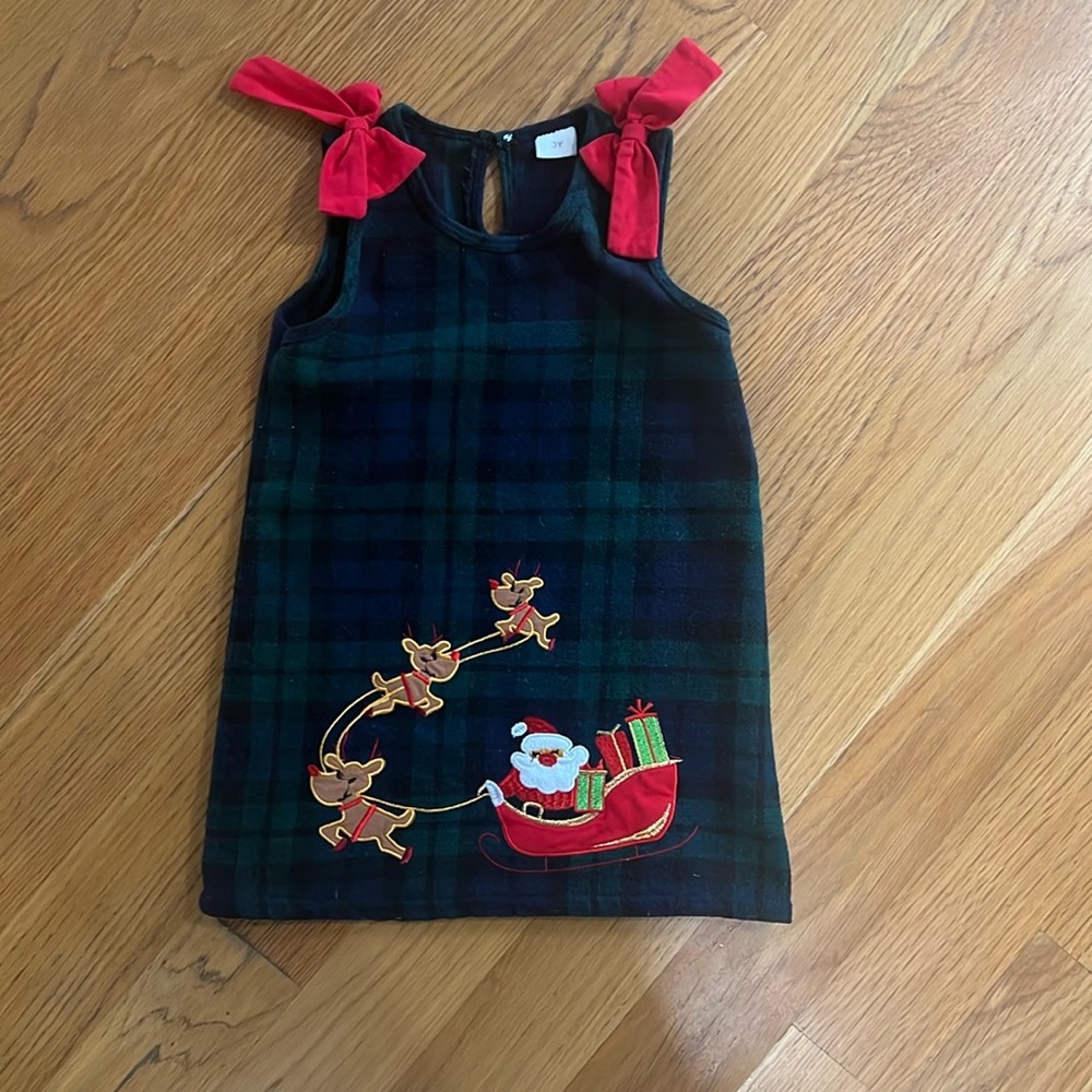 Tartan jumper with red bows and Santa appliqué